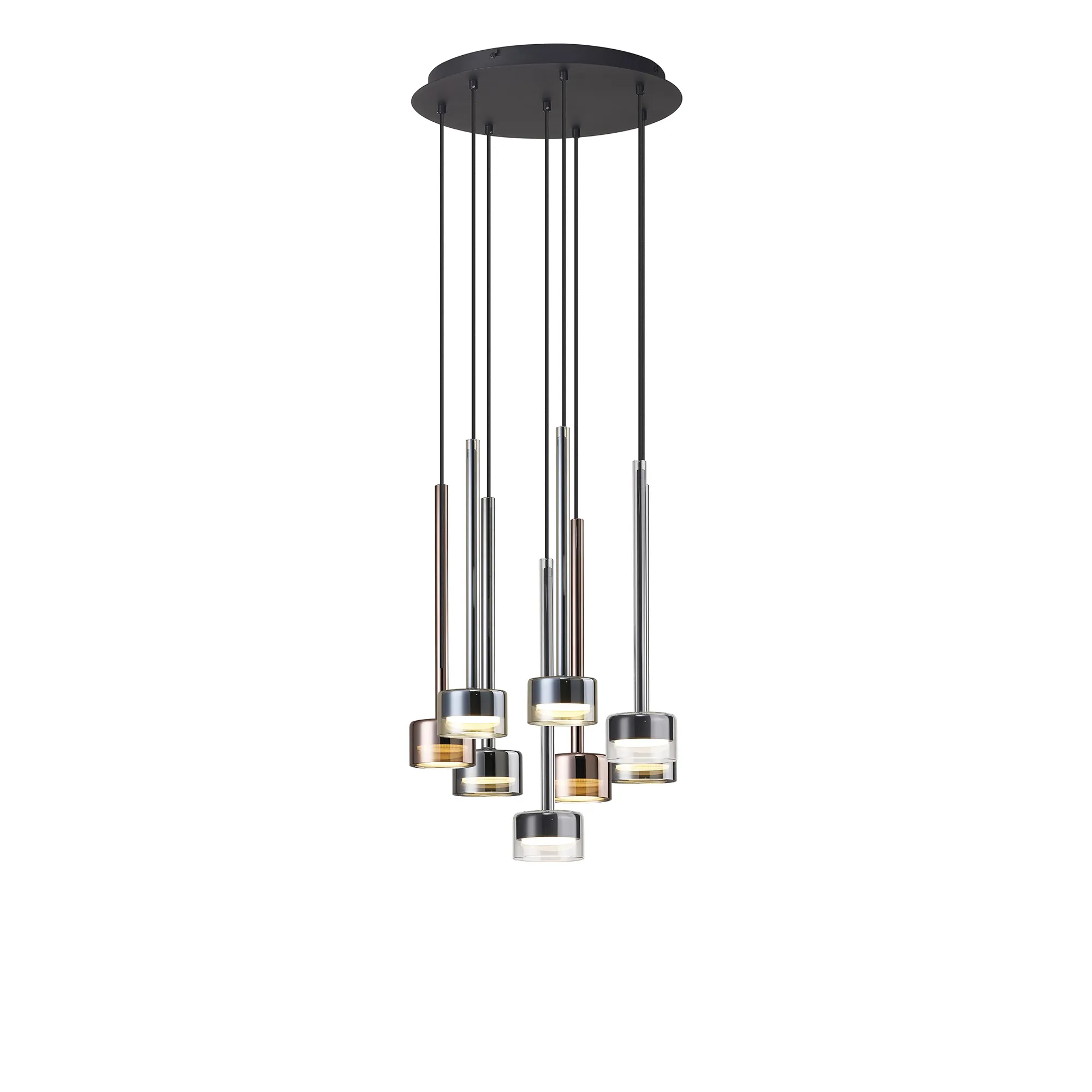 M7881/3000K  Tonic Round Pendant 8 Light 3000K Black/Chrome/Bronze/Copper